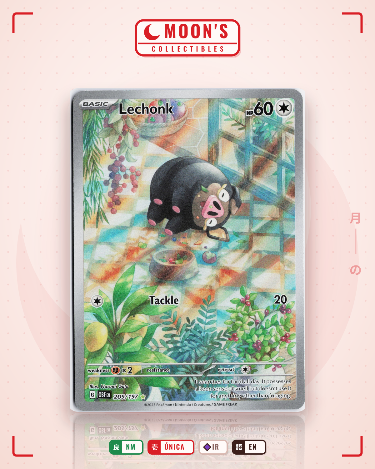 Carta Pokémon Lechonk · Obsidian Flames #209/197 (NM) — pieza única en Moon's Collectibles México