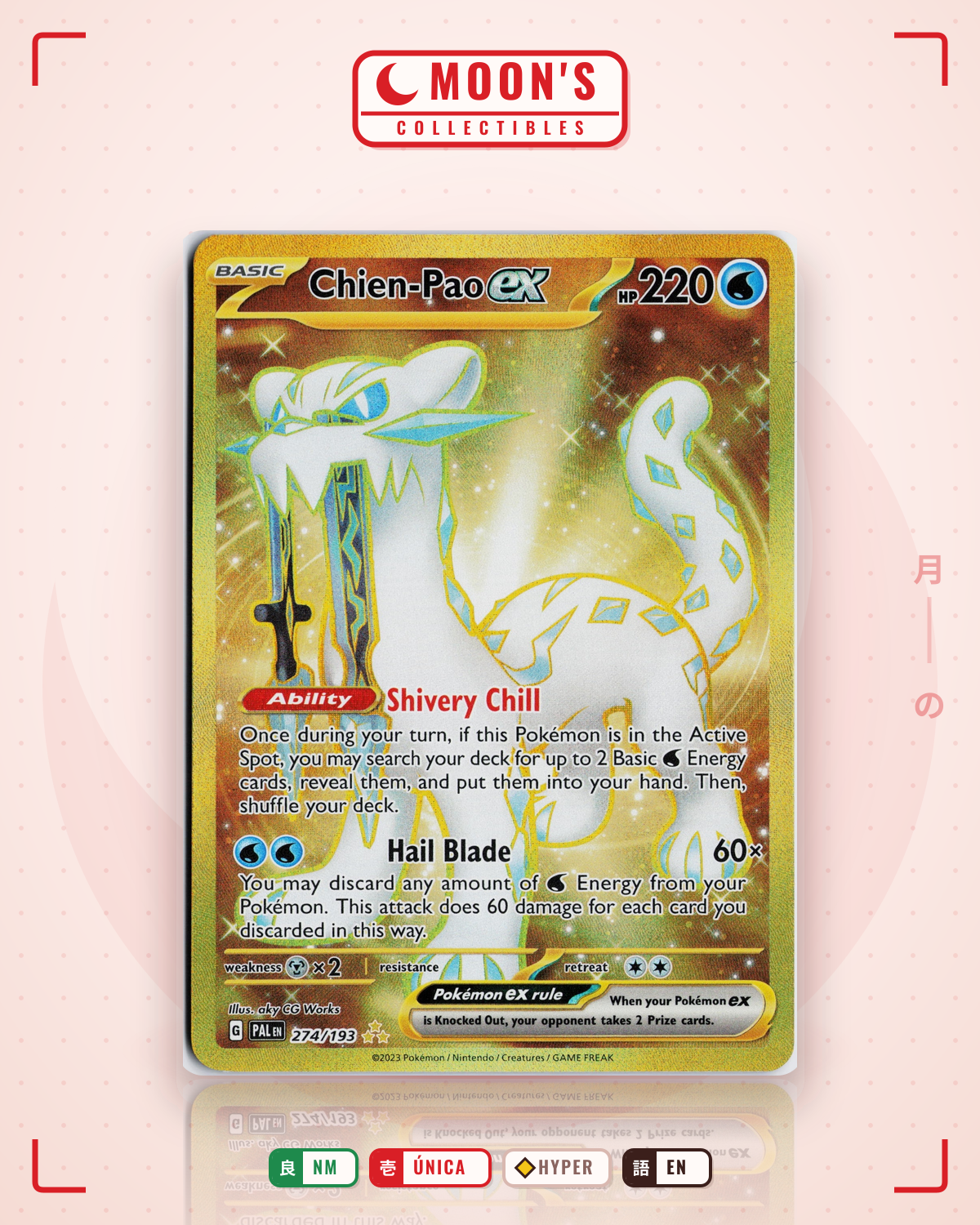 Carta Pokémon Chien-Pao ex · Paldea Evolved #274/193 (NM) — pieza única en Moon's Collectibles México